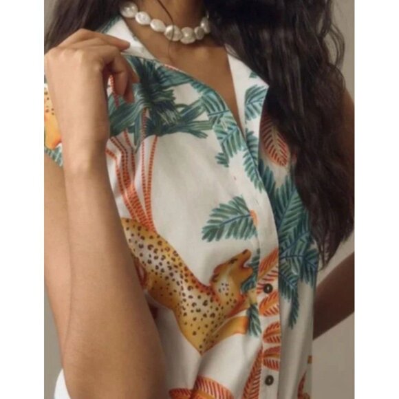 Maeve x Anthropologie The Lillian cap-sleeve button-front midi dress Medium - Picture 5 of 15